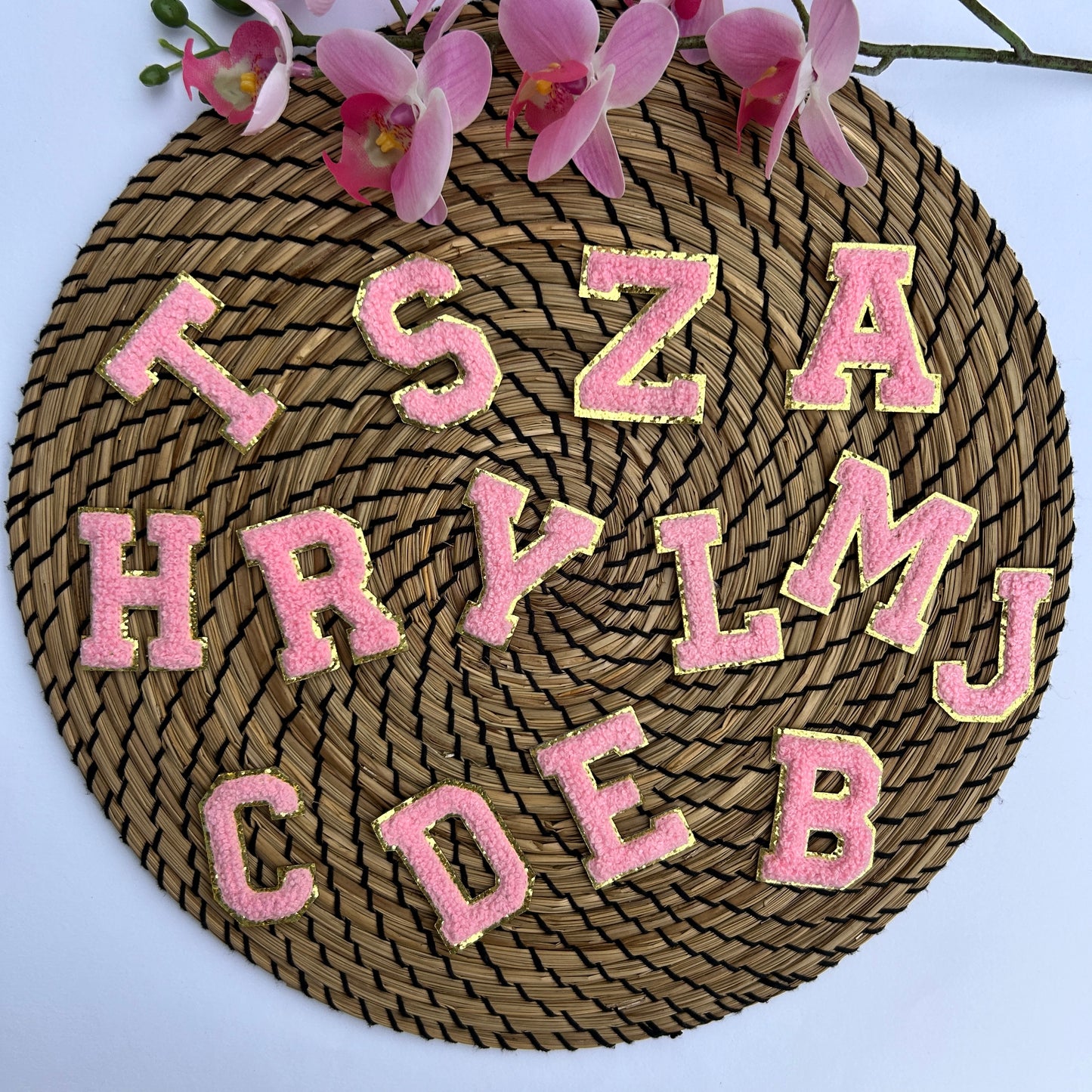 Glitzer Buchstaben Patches rosa