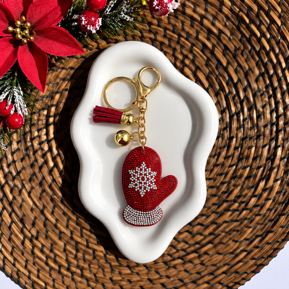 Weihnachts Anhänger Glitzer Handschuh