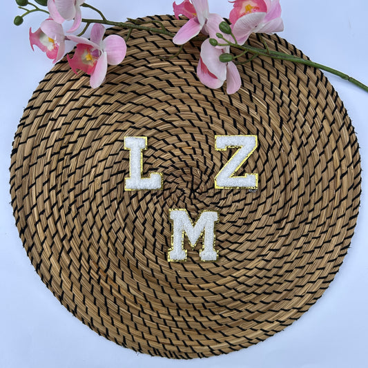Glitzer Buchstaben Patches weiß